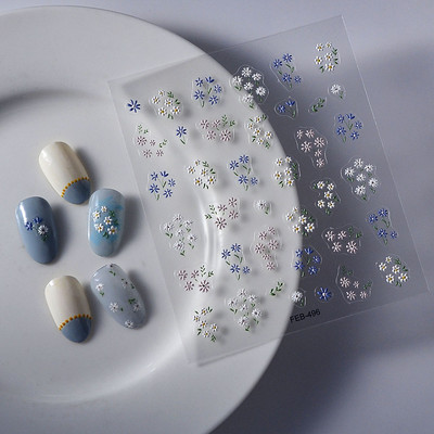 Uued 5D reljeefsed lillelised küünekunsti kleebised Lilledega karikakra skulptuurikleebised maniküüri küünte kaunistamiseks disainitarvikute tööriist