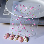 Rose Red Little Flower 5D meki reljefni reljef Samoljepljiva naljepnica za nokte Svježa naljepnica za manikuru proljeće ljeto Beach Sea Woman