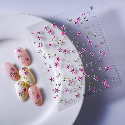 Rose Red Little Flower 5D meki reljefni reljef Samoljepljiva naljepnica za nokte Svježa naljepnica za manikuru proljeće ljeto Beach Sea Woman