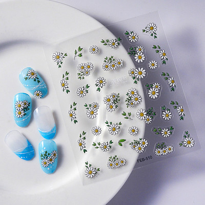 Rose Red Little Flower 5D meki reljefni reljef Samoljepljiva naljepnica za nokte Svježa naljepnica za manikuru proljeće ljeto Beach Sea Woman