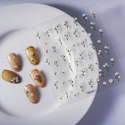 Rose Red Little Flower 5D meki reljefni reljef Samoljepljiva naljepnica za nokte Svježa naljepnica za manikuru proljeće ljeto Beach Sea Woman