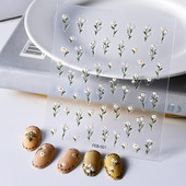 Väike karikakra lill 5D pehme reljeefne reljeef isekleepuvad küünekleebised värske suvine maniküüri kleebis rannakaunistused naine