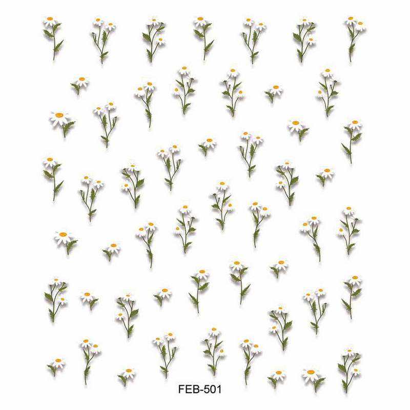 Väike karikakra lill 5D pehme reljeefne reljeef isekleepuvad küünekleebised värske suvine maniküüri kleebis rannakaunistused naine