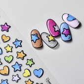 Zvijezda crtića u boji Ljubavno srce Uzorak kravljeg medvjeda 5D meki reljef Samoljepljiva naljepnica za ukrašavanje noktiju 3D naljepnica za manikuru