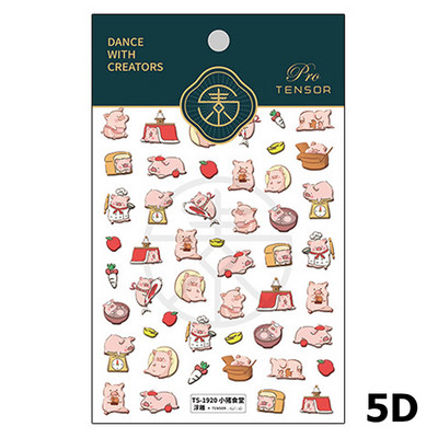 Zvijezda crtića u boji Ljubavno srce Uzorak kravljeg medvjeda 5D meki reljef Samoljepljiva naljepnica za ukrašavanje noktiju 3D naljepnica za manikuru