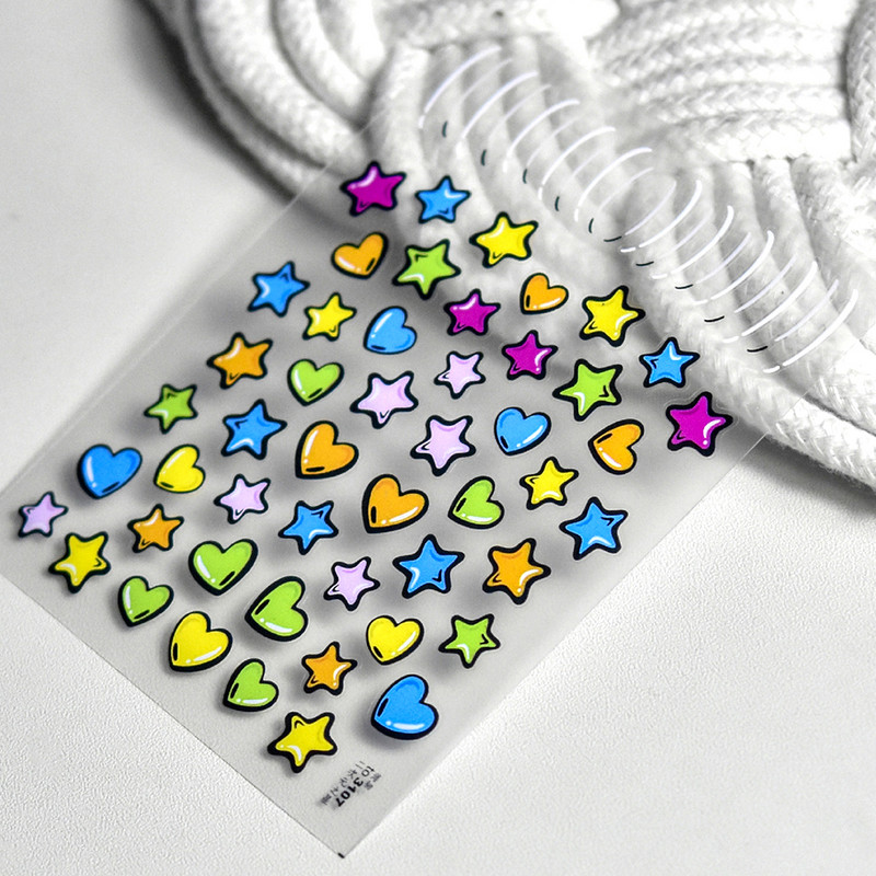 Zvijezda crtića u boji Ljubavno srce Uzorak kravljeg medvjeda 5D meki reljef Samoljepljiva naljepnica za ukrašavanje noktiju 3D naljepnica za manikuru