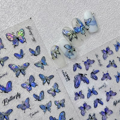 Laser Blue Illusion Butterfly 5D mekani reljefi Samoljepljivi ukrasi za nokte Naljepnice Visokokvalitetne naljepnice za manikuru