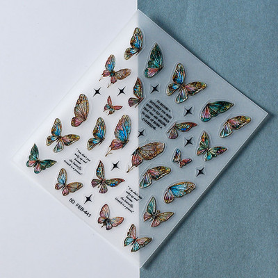 Laser Blue Illusion Butterfly 5D pehmed reljeefsed reljeefid Isekleepuvad küünte kaunistused Kleebised Kvaliteetsed maniküüri kleebised