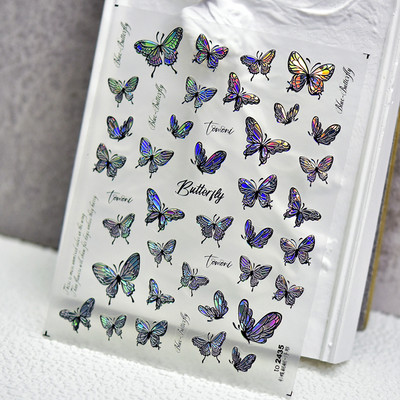 Laser Blue Illusion Butterfly 5D pehmed reljeefsed reljeefid Isekleepuvad küünte kaunistused Kleebised Kvaliteetsed maniküüri kleebised