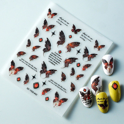 Laser Blue Illusion Butterfly 5D pehmed reljeefsed reljeefid Isekleepuvad küünte kaunistused Kleebised Kvaliteetsed maniküüri kleebised