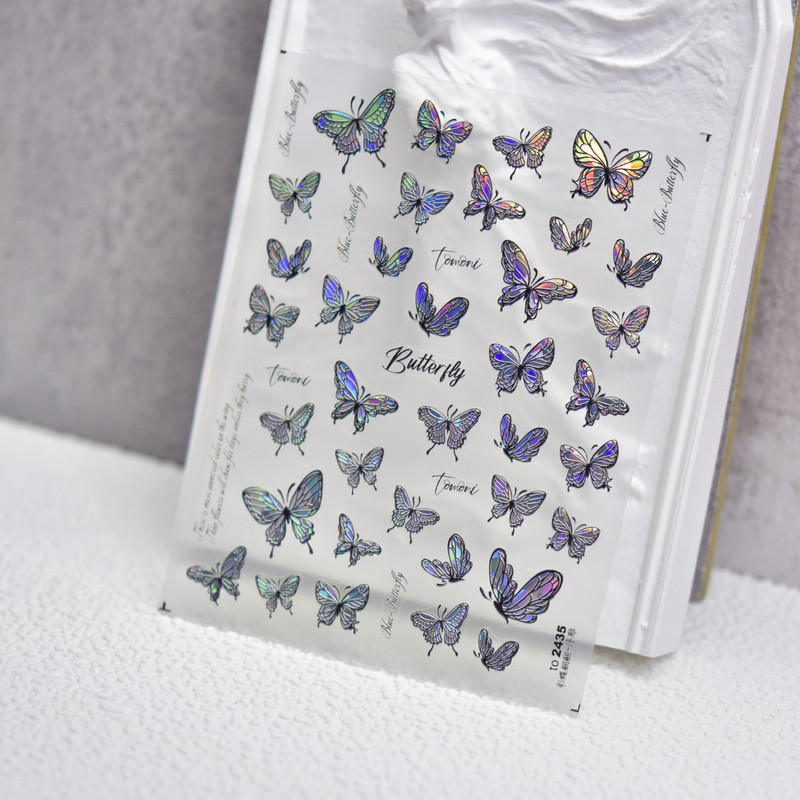 Laser Blue Illusion Butterfly 5D pehmed reljeefsed reljeefid Isekleepuvad küünte kaunistused Kleebised Kvaliteetsed maniküüri kleebised