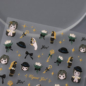 Armas multikas tüdruk 5D reljeefne isekleepuvad küünekleebised Bowknot Rose Star Moon 3D maniküür telefoni kleebised hulgimüük