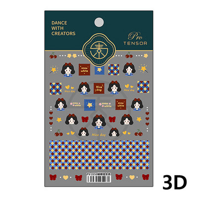 Armas multikas tüdruk 5D reljeefne isekleepuvad küünekleebised Bowknot Rose Star Moon 3D maniküür telefoni kleebised hulgimüük