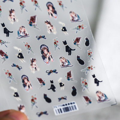 Armas multikas tüdruk 5D reljeefne isekleepuvad küünekleebised Bowknot Rose Star Moon 3D maniküür telefoni kleebised hulgimüük