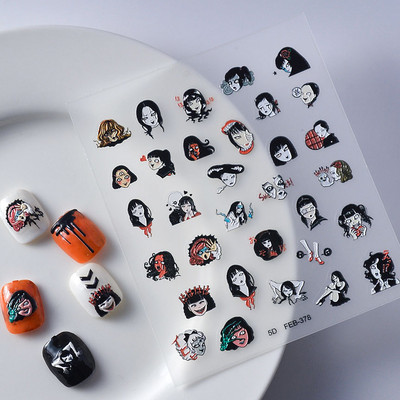 Armas multikas tüdruk 5D reljeefne isekleepuvad küünekleebised Bowknot Rose Star Moon 3D maniküür telefoni kleebised hulgimüük