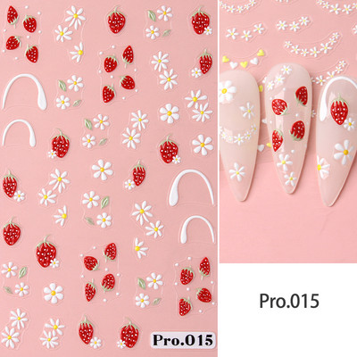 Valge lillega pits 5D reljeefsed kleebised küünekleebised õõnsad reljeefsed lilled, lehtede disain pulma maniküüri kaunistused LAKJ5D044