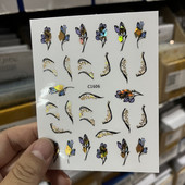 3D geometrinės linijos Nagų lipdukai Lazerinis auksas bronzinis dizainas Abstraktūs marmuriniai nagų dailės lipdukai folijos manikiūro dekoravimo reikmenys