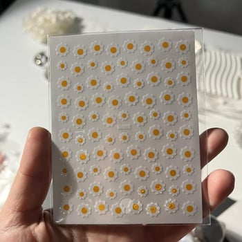 3D Nail Art Decals Summer Daisy White Florals Πέταλα Λουλούδια Αυτοκόλλητα νυχιών Διακόσμηση Μανικιούρ για Συμβουλές νυχιών Αξεσουάρ ομορφιάς#