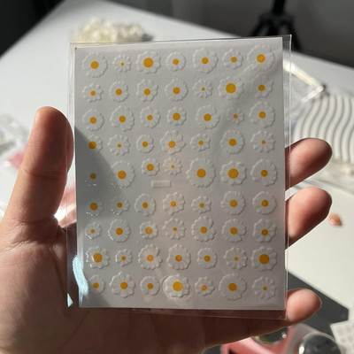 3D nagų dailės lipdukai Vasaros margalapės baltos gėlės Žiedlapiai Gėlės Nagų lipdukai Manikiūro puošmena nagų galiukams Grožio aksesuarai#