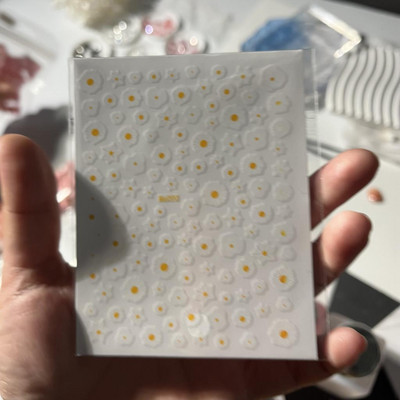3D nagų dailės lipdukai Vasaros margalapės baltos gėlės Žiedlapiai Gėlės Nagų lipdukai Manikiūro puošmena nagų galiukams Grožio aksesuarai#