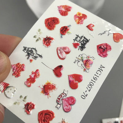 5D akrilno ugravirano srce šarm dizajn samoljepljive naljepnice za nokte naljepnice DIY klizač za manikiranje ukrasa za nokte Z0581