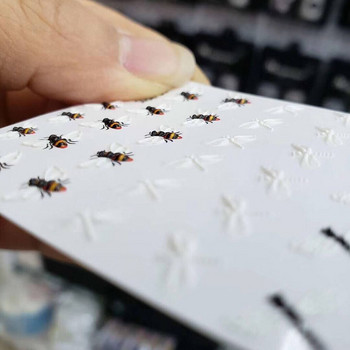 1 τμχ 3D ακρυλικό χαραγμένο αυτοκόλλητο μελισσών Nail Nail Water Decals Fashion Empaistic Nail Water Slide Decalsi Z094