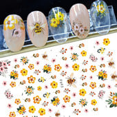 3D стикери за нокти Декали Самозалепващи се стикери за нокти Букет цветя Пчелен дизайн Стикери за маникюр Декорация за нокти