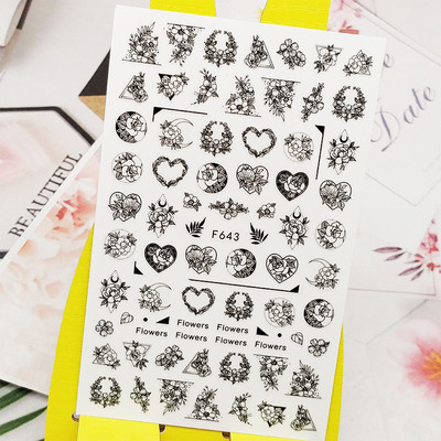 3D стикери за нокти Декали Самозалепващи се стикери за нокти Букет цветя Пчелен дизайн Стикери за маникюр Декорация за нокти