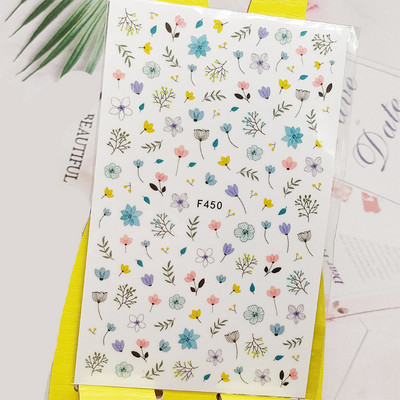 3D стикери за нокти Декали Самозалепващи се стикери за нокти Букет цветя Пчелен дизайн Стикери за маникюр Декорация за нокти