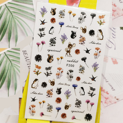 3D стикери за нокти Декали Самозалепващи се стикери за нокти Букет цветя Пчелен дизайн Стикери за маникюр Декорация за нокти