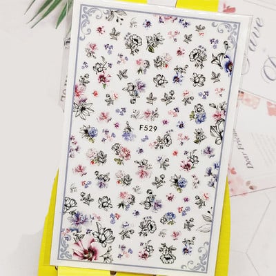 3D стикери за нокти Декали Самозалепващи се стикери за нокти Букет цветя Пчелен дизайн Стикери за маникюр Декорация за нокти