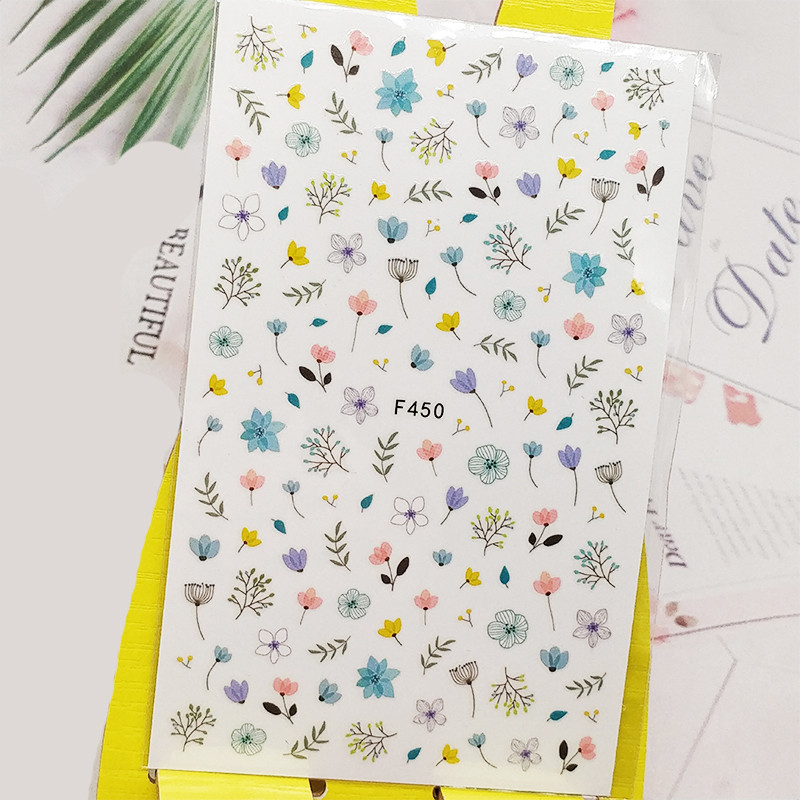 3D стикери за нокти Декали Самозалепващи се стикери за нокти Букет цветя Пчелен дизайн Стикери за маникюр Декорация за нокти