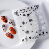 Bijela crna linija Paukova mreža Mačka 5D meki reljefni samoljepljivi naljepnici za nokte Jednostavne boemske popularne 3D naljepnice za manikuru