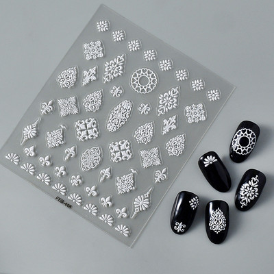 Bijela crna linija Paukova mreža Mačka 5D meki reljefni samoljepljivi naljepnici za nokte Jednostavne boemske popularne 3D naljepnice za manikuru