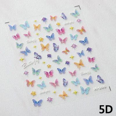 Šareni leptir Sanjiva prekrasna iluzija 3D samoljepljiva naljepnica za manikuru 5D mekana reljefna naljepnica za nokte Chic Woman