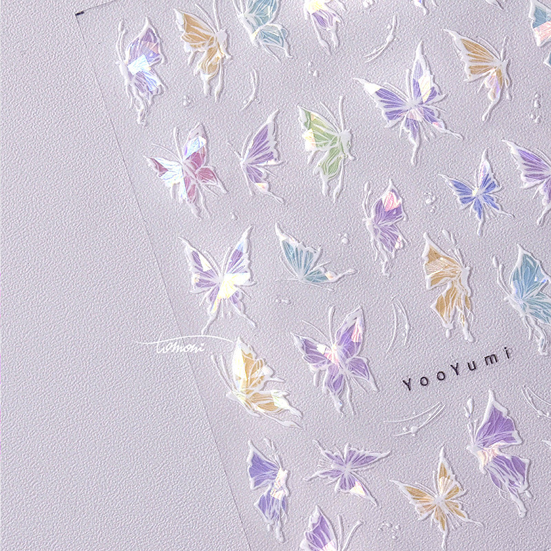 Šareni leptir Sanjiva prekrasna iluzija 3D samoljepljiva naljepnica za manikuru 5D mekana reljefna naljepnica za nokte Chic Woman