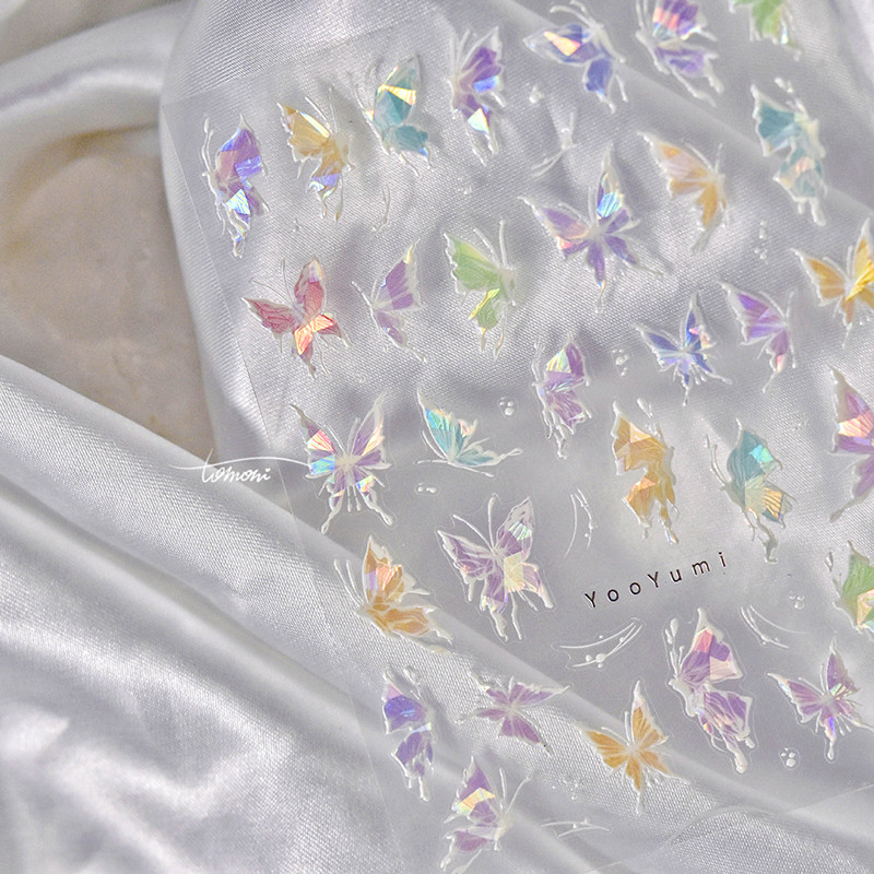 Šareni leptir Sanjiva prekrasna iluzija 3D samoljepljiva naljepnica za manikuru 5D mekana reljefna naljepnica za nokte Chic Woman