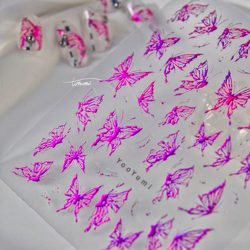 Šareni leptir Sanjiva prekrasna iluzija 3D samoljepljiva naljepnica za manikuru 5D mekana reljefna naljepnica za nokte Chic Woman