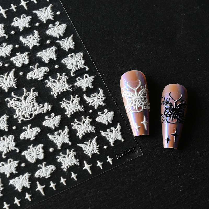 Laserski zlatni/srebrni šuplji leptir naljepnica za nokte Holografski leptiri ljepljivi klizač gel lak naljepnice Nail Art Decoratio