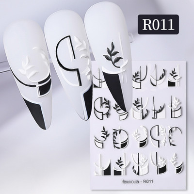 Auksinė gėlė 5D nagų lipdukai reljefiniai gėlių širdelės nagų lipdukai Dekoras pavasario akrilo lipnūs slankikliai manikiūras