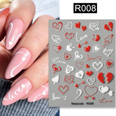 Auksinė gėlė 5D nagų lipdukai reljefiniai gėlių širdelės nagų lipdukai Dekoras pavasario akrilo lipnūs slankikliai manikiūras