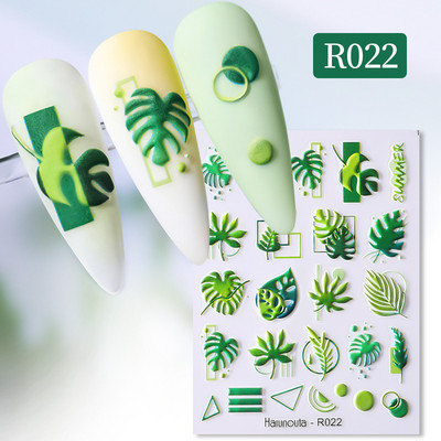 Auksinė gėlė 5D nagų lipdukai reljefiniai gėlių širdelės nagų lipdukai Dekoras pavasario akrilo lipnūs slankikliai manikiūras