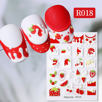 Auksinė gėlė 5D nagų lipdukai reljefiniai gėlių širdelės nagų lipdukai Dekoras pavasario akrilo lipnūs slankikliai manikiūras