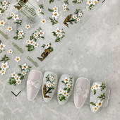 5D Akvarell Lilled Küünekleebised Valged Gardenia kroonlehed Lilled Liugur Liim Küünekleebised Kaunistus küüneotstele Ilu