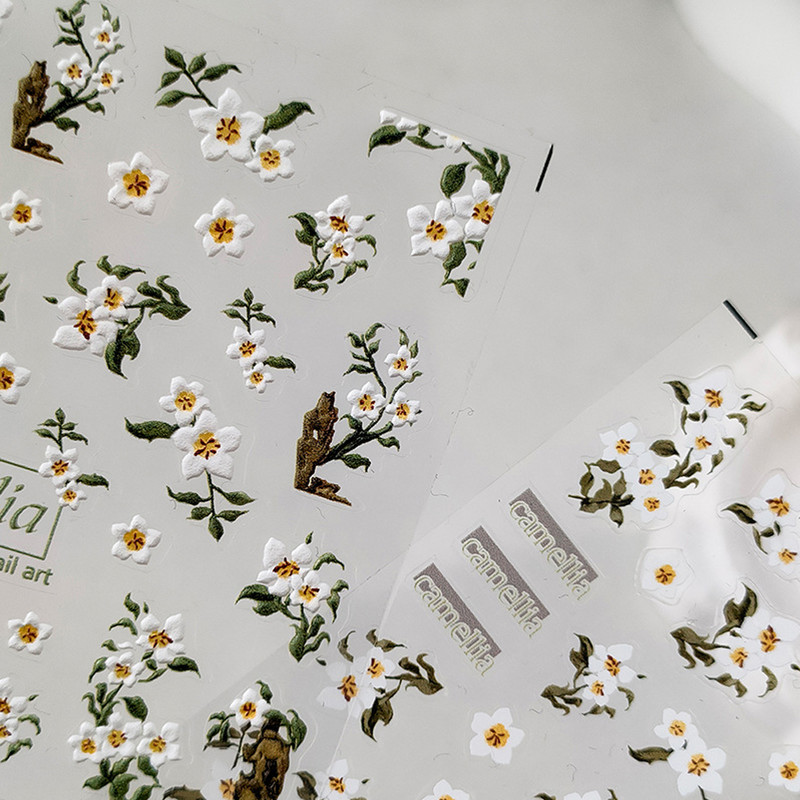 5D Akvarell Lilled Küünekleebised Valged Gardenia kroonlehed Lilled Liugur Liim Küünekleebised Kaunistus küüneotstele Ilu