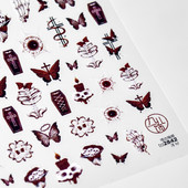 Αυτοκόλλητο αυτοκόλλητο αυτοκόλλητο νυχιών τέχνης με σκούρο φέρετρο 3D αυτοκόλλητο για μανικιούρ με σκελετό κόκκινο τριαντάφυλλο