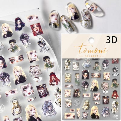 Αυτοκόλλητο αυτοκόλλητο αυτοκόλλητο νυχιών τέχνης με σκούρο φέρετρο 3D αυτοκόλλητο για μανικιούρ με σκελετό κόκκινο τριαντάφυλλο