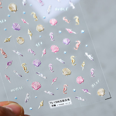 Nyári strand aranyos rajzfilm 5D puha domborművek öntapadó körömdíszítés matricák tengeri ünnep nő 3D köröm matricák nagykereskedés