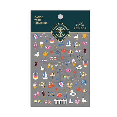 Nyári strand aranyos rajzfilm 5D puha domborművek öntapadó körömdíszítés matricák tengeri ünnep nő 3D köröm matricák nagykereskedés