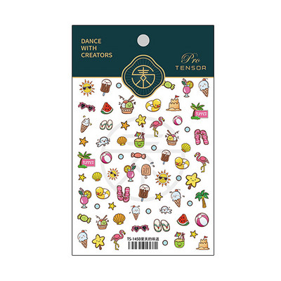 Nyári strand aranyos rajzfilm 5D puha domborművek öntapadó körömdíszítés matricák tengeri ünnep nő 3D köröm matricák nagykereskedés